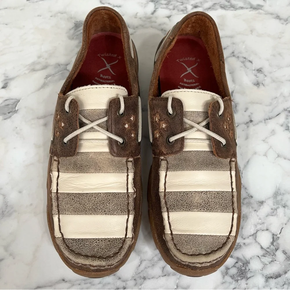 Twisted X Brown and Cream Women's Moccasins - Picture 4 of 12